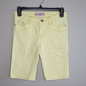 Y2K Gege Pastel Butter Yellow Colored Denim Jean Bermuda Shorts Girls Size 14